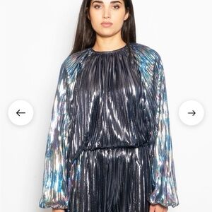 NWT Sabina Musayev Iridescent Metallic Pleated Top